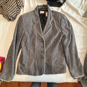 Vintage Gray Blazer with White Trim Emma James Professional Workwear Office